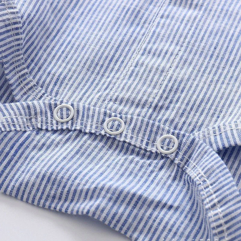 Baby Business Suit Bow Tie Polo Button Onesie Bodysuit & Suspender Shorts for Boys - Image 4