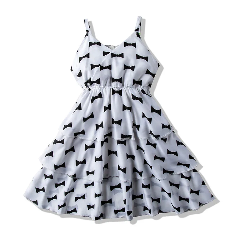 Bow Tie Print Suspender Sun Dress Sleeveless