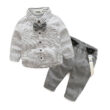 Long Sleeves Stripe T-Shirt Bowtie with Suspenders Trousers