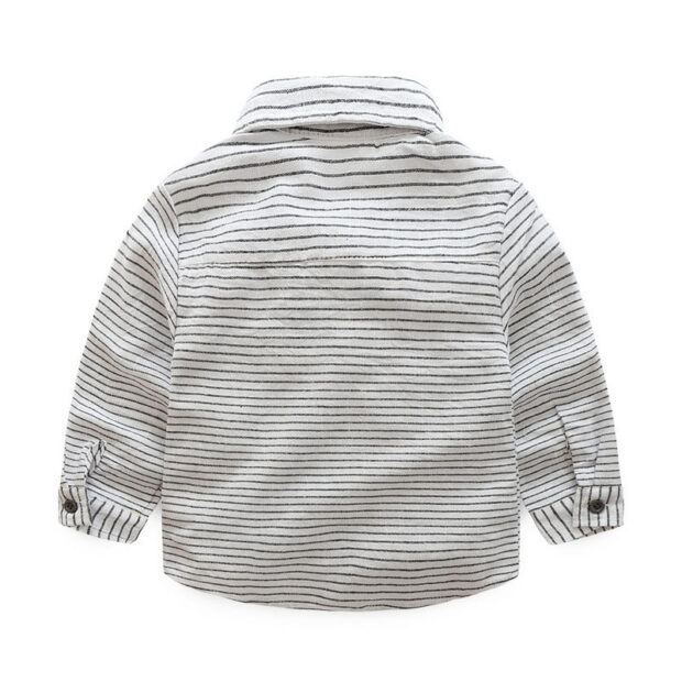 Long Sleeves Stripe T-Shirt Bowtie with Suspenders Trousers - Image 3