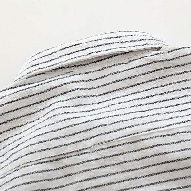 Long Sleeves Stripe T-Shirt Bowtie with Suspenders Trousers - Image 5