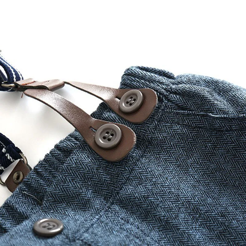 Dino Print Bowtie Button Shirt Bodysuit with Suspenders Trousers - Image 10