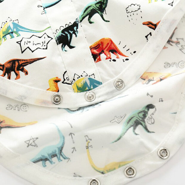 Dino Print Bowtie Button Shirt Bodysuit with Suspenders Trousers - Image 7