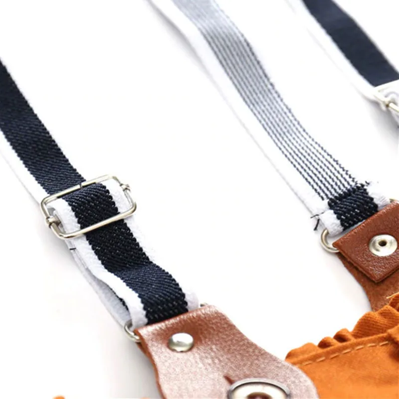 Baby Boy Plaid Pattern Button Shirt, Solid T-Shirt & Pants with Braces Long Sleeve 4 pcs Set - Image 10