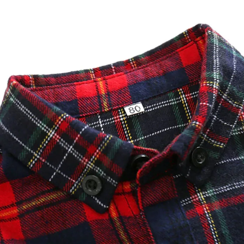 Baby Boy Plaid Pattern Button Shirt, Solid T-Shirt & Pants with Braces Long Sleeve 4 pcs Set - Image 3