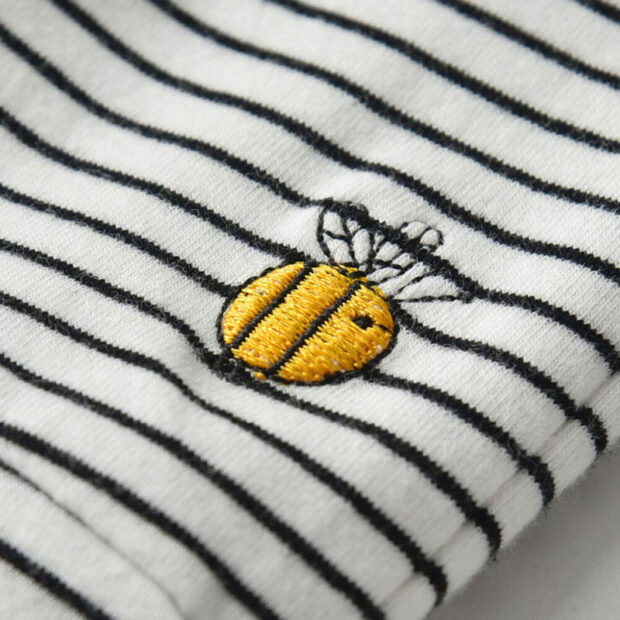 Baby Girl Bumble Bee Applique Shirt & Stripe Pants Long Sleeve - Image 6