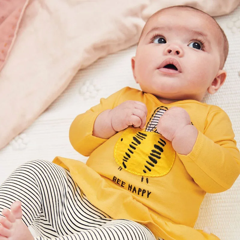 Baby Girl Bumble Bee Applique Shirt & Stripe Pants Long Sleeve - Image 8