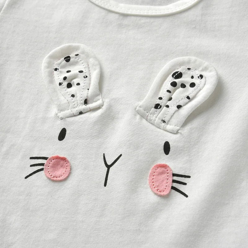 Baby Cartoon Bunny Applique Shirt & Pants Long Sleeve with Ribbon Headband - Image 4