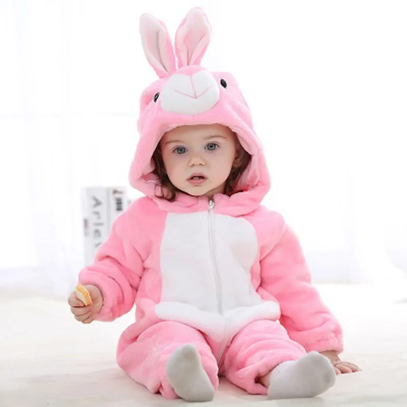 Animal Bunny Rabbit Long Sleeves Zipper Hooded Jumpsuit Costume