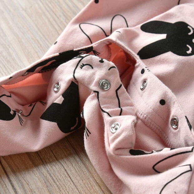 Baby Girl Bunny Face Jumpsuit Long Sleeve & Ribbon Bow Headband - Image 5