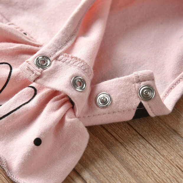 Baby Girl Bunny Face Jumpsuit Long Sleeve & Ribbon Bow Headband - Image 4