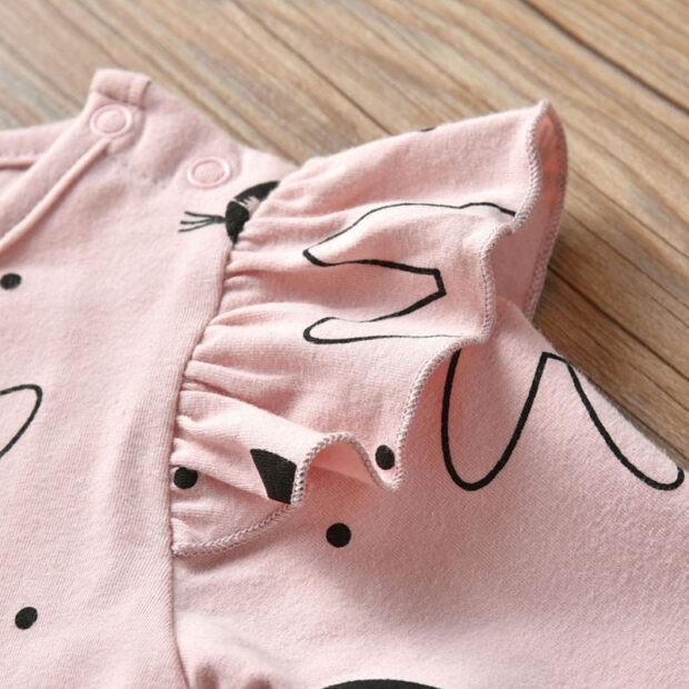 Baby Girl Bunny Face Jumpsuit Long Sleeve & Ribbon Bow Headband - Image 3