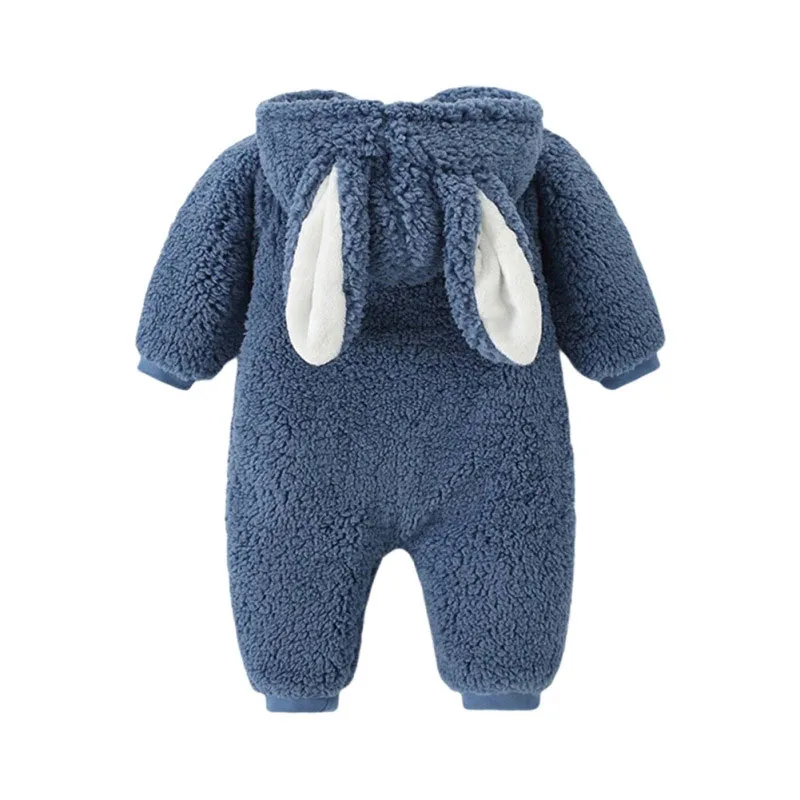 Bunny Ear Fleece Hooded One-Piece Outerwear Zip Up Long Sleeve - Image 2
