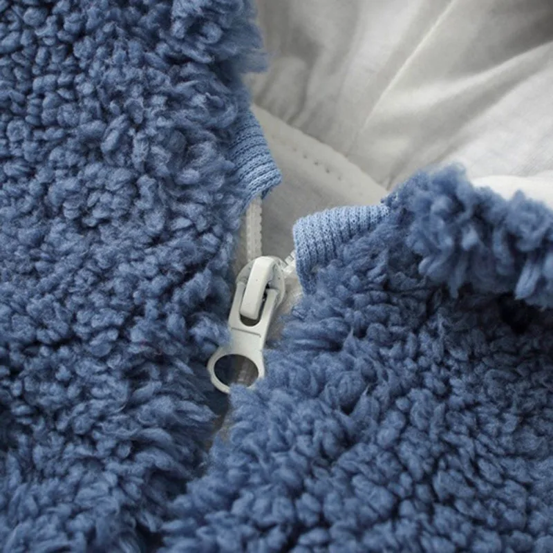 Bunny Ear Fleece Hooded One-Piece Outerwear Zip Up Long Sleeve - Image 4