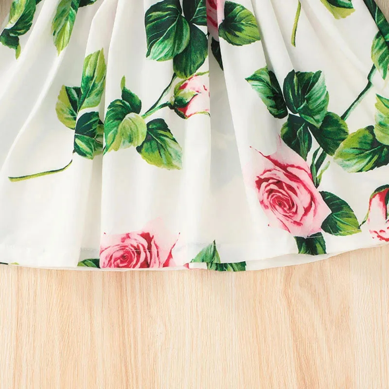 Butterfly Flower Pattern Dress One-Piece with Ribbed Pattern Top Long Sleeve - Image 4