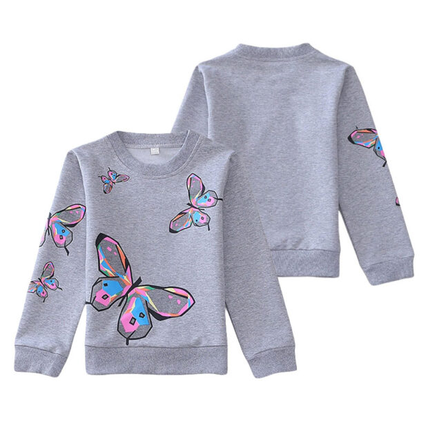Butterfly Print Sweatshirt & Pullover Pants Long Sleeve - Image 2