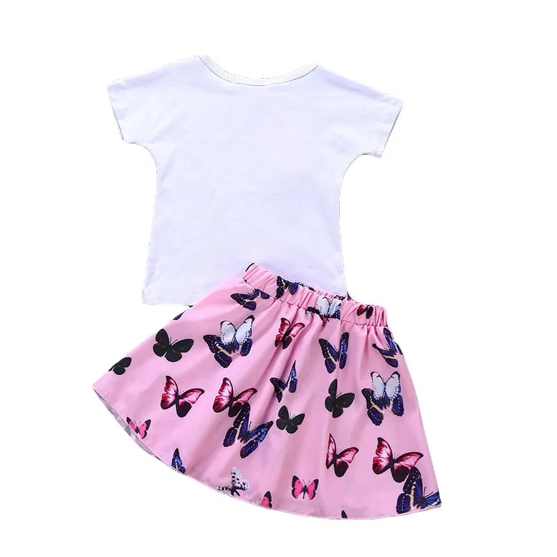 Butterfly Print T-Shirt & Matching Mini Skirt Short Sleeve - Image 2