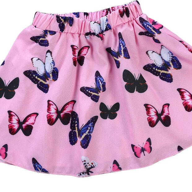 Butterfly Print T-Shirt & Matching Mini Skirt Short Sleeve - Image 4
