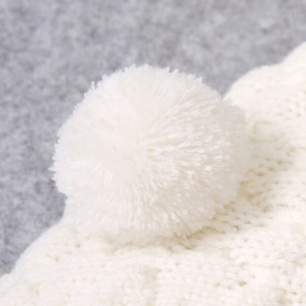 Button Knitted Romper Outerwear with Hat & Ears Long Sleeve - Image 3