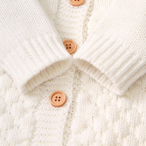 Baby Button Knitted Romper with Cap Outerwear