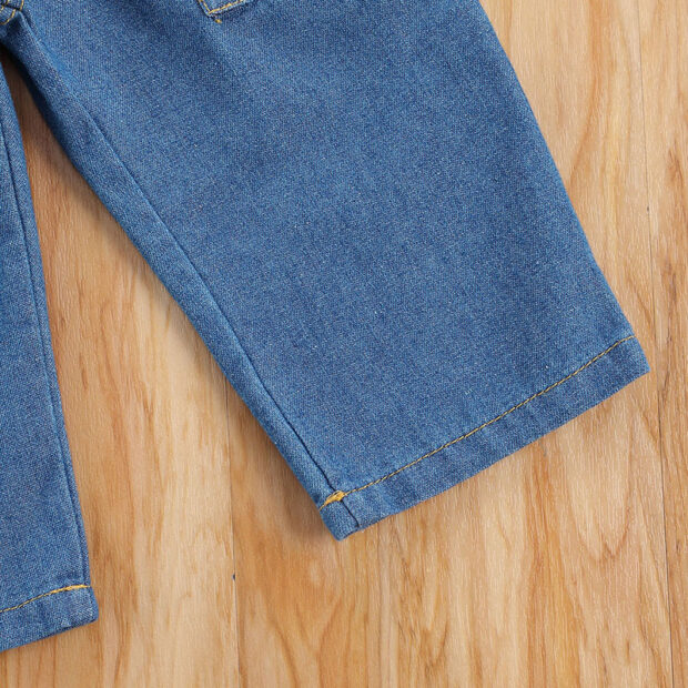 Button Up Cinched Waist Denim Romper Long Sleeve - Image 6