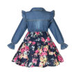 Baby Flower Pattern Denim Dress Long Sleeve