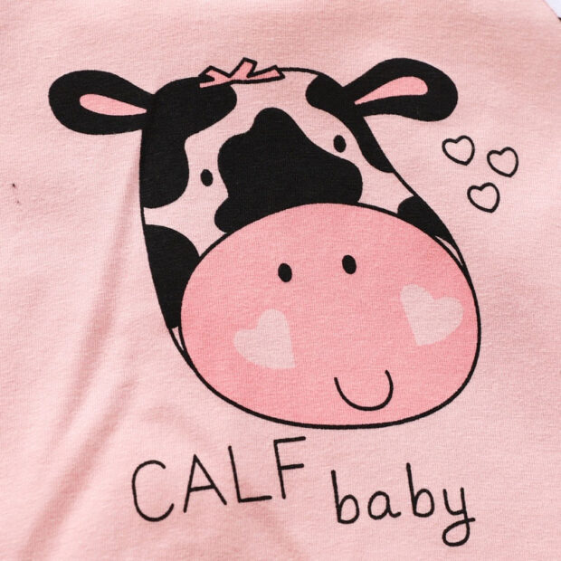 Baby Calf Pattern Hoodie with Ears & Matching Shorts Short Sleeve Outfit - Image 4