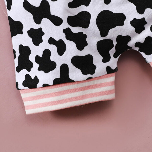 Baby Calf Pattern Hoodie with Ears & Matching Shorts Short Sleeve Outfit - Image 6