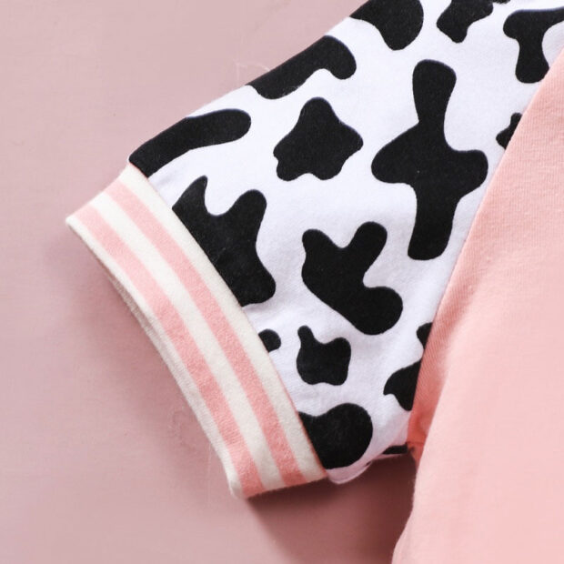 Baby Calf Pattern Hoodie with Ears & Matching Shorts Short Sleeve Outfit - Image 5