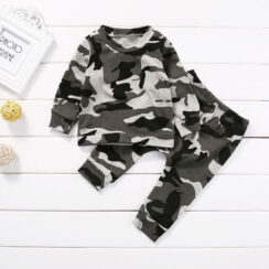 Long Sleeves Army Camouflage Print Sweater Pants