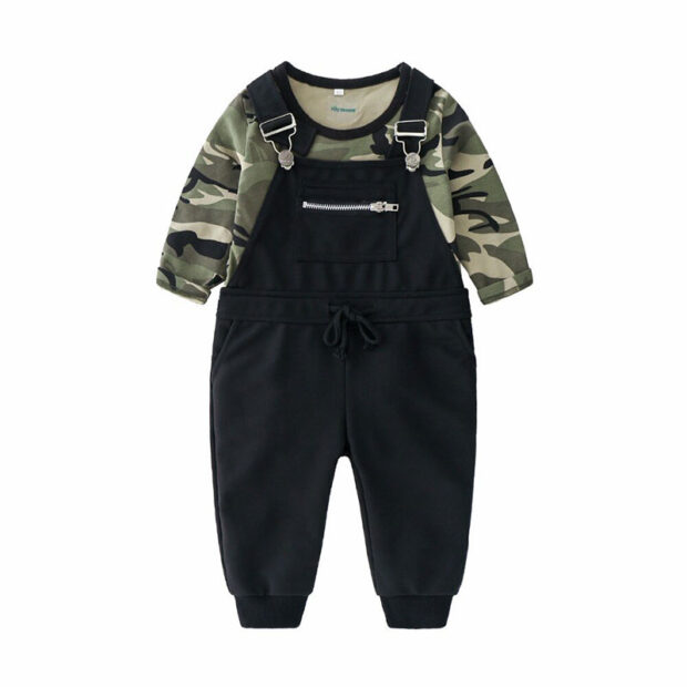 Baby Boy Camouflage Print T-Shirt & Overalls Long Sleeve - Image 2