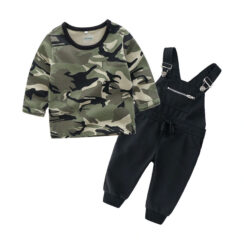 Baby Boy Camouflage Print T-Shirt & Overalls Long Sleeve
