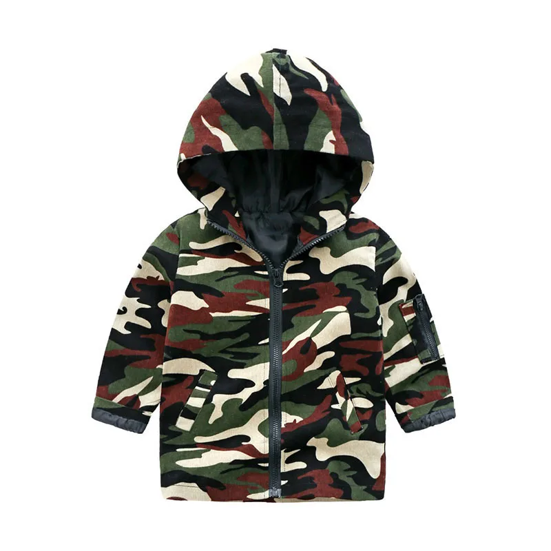 Baby Boy Camouflage Pattern Zip Up Hooded Jacket Long Sleeve