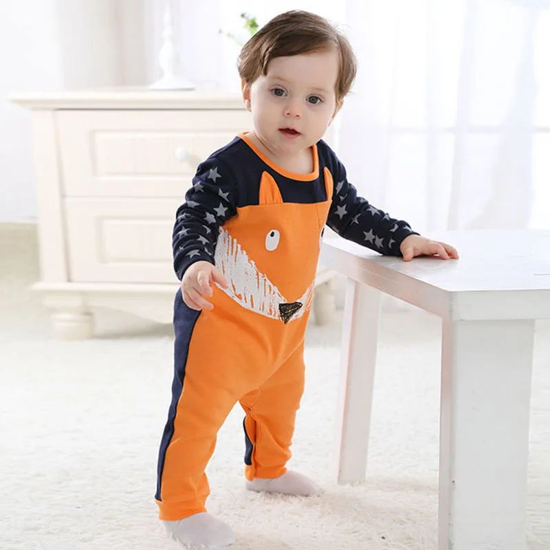 Baby Cartoon Animal Fox One Piece Jumpsuit Coverall Pajamas for Boys & Girls - Image 3