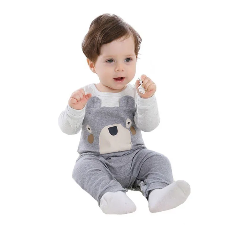 Baby Cartoon Animal Teddy Bear One Piece Jumpsuit Coverall Pajamas for Boys & Girls