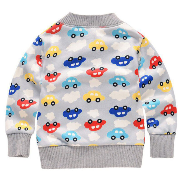 Cartoon Car Print Knitted Cardigan Long Sleeve - Image 2