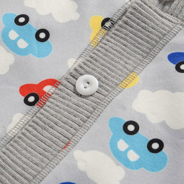 Cartoon Car Print Knitted Cardigan Long Sleeve - Image 5