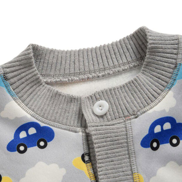 Cartoon Car Print Knitted Cardigan Long Sleeve - Image 4