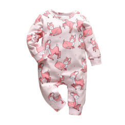 Baby Cartoon Deer Print Sleepwear Jumpsuit