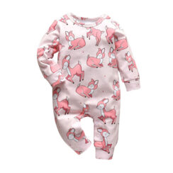Baby Cartoon Deer Sleepwear Snap On Jumpsuit Long Sleeve