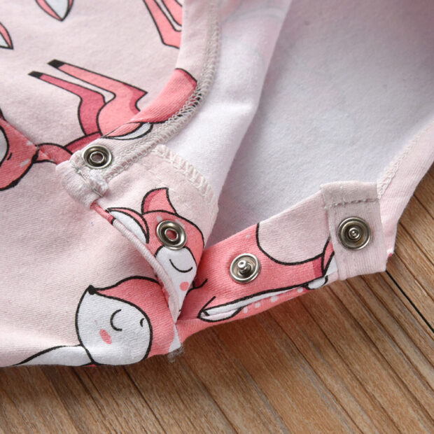 Baby Cartoon Deer Sleepwear Snap On Jumpsuit Long Sleeve - Image 3