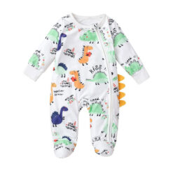 Baby Cartoon Dinosaur Print Footie Pajamas