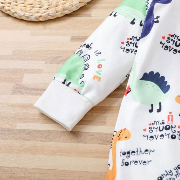 Baby Cartoon Dinosaur Print Footie Pajamas
