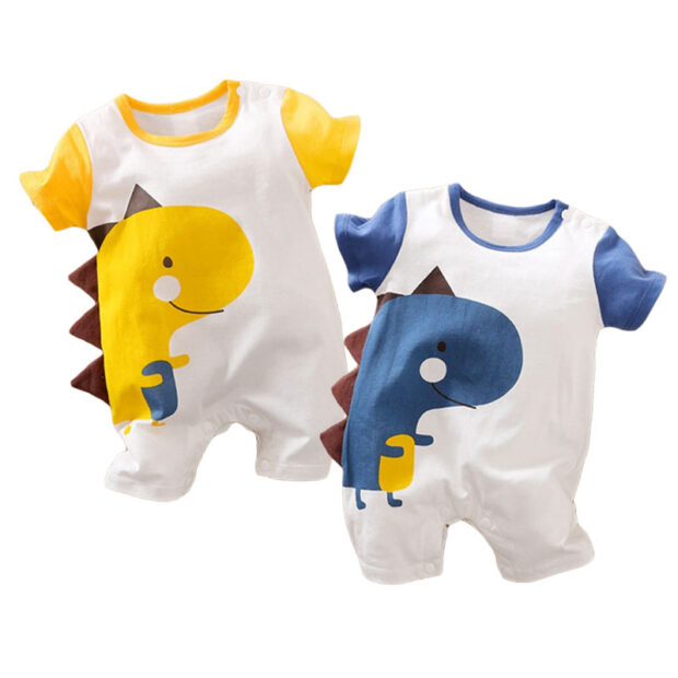 Cartoon Dinosaur Print Romper Short Sleeve