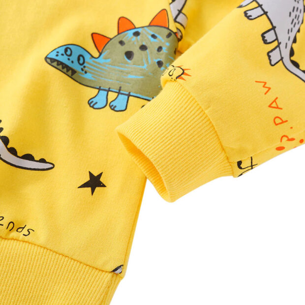 Cartoon Dinosaur Print Sweatshirt & Elastic Pants Long Sleeve - Image 4