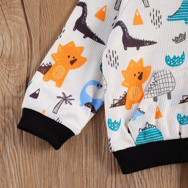 Cartoon Dinosaur Print Tracksuit Hoodie & Pants with Scales Long Sleeve - Image 3