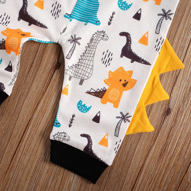 Cartoon Dinosaur Print Tracksuit Hoodie & Pants with Scales Long Sleeve - Image 4