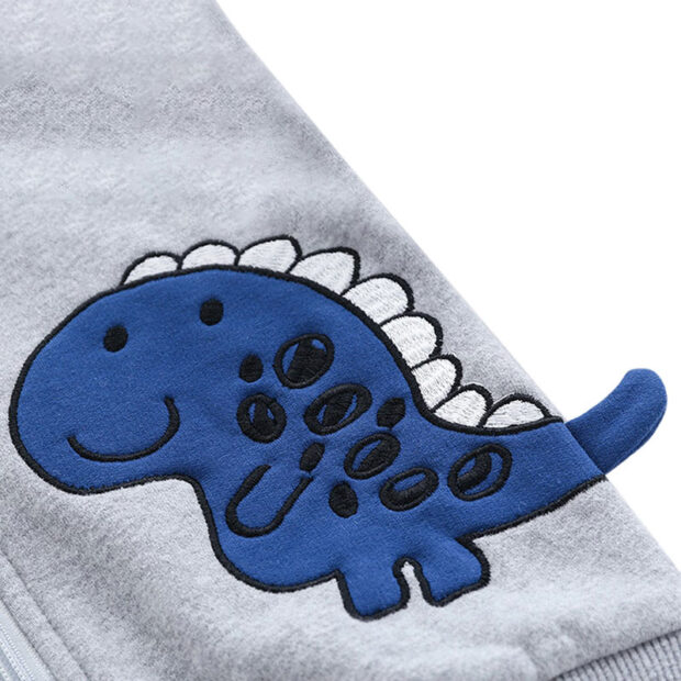 Cartoon Dragon Print Hooded Sweatshirt Jacket Zip Up Long Sleeve - Image 3