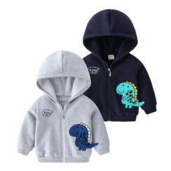 Cartoon Dragon Print Hooded Sweatshirt Jacket Zip Up Long Sleeve