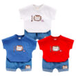 Baby Cartoon Lion Print T-Shirt & Denim Shorts Outfit